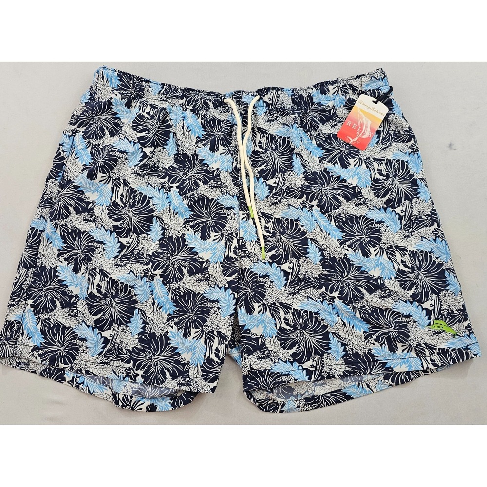 Tommy Bahama Relax trunks swimwear mens XLT pocket blue black floral nylon